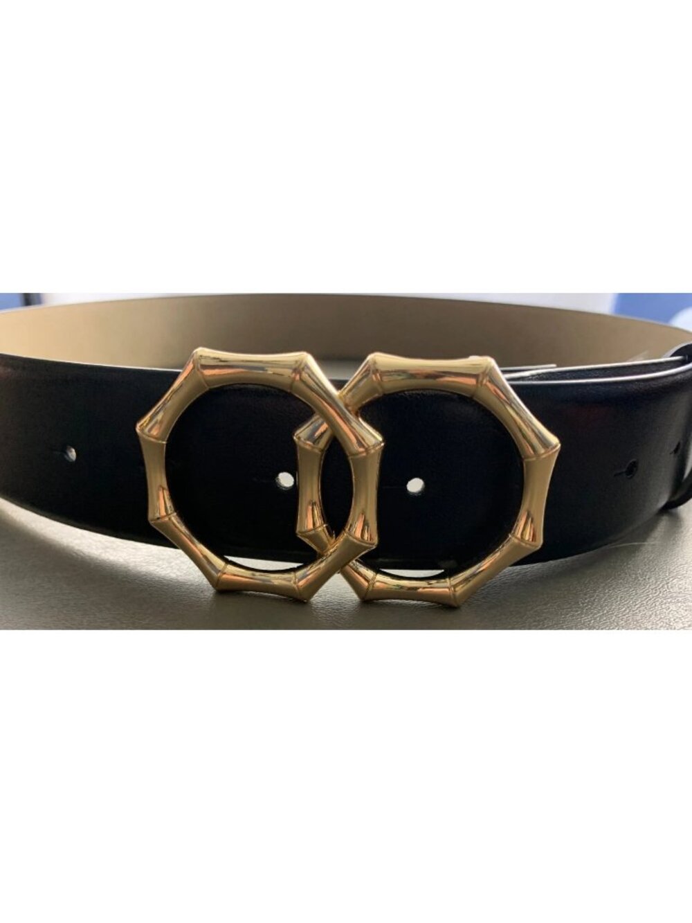 INC International Concepts Women's Double Circle Buckle Belt, Black, Medium
